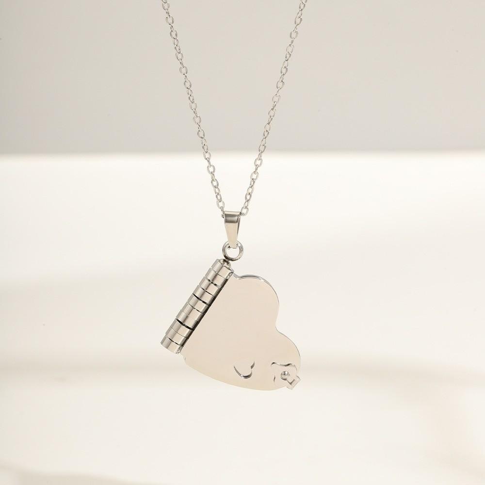 Stainless Steel Chain Women's Sweater Chain Heart Lovers Choker Book Pendant Necklace  Couple