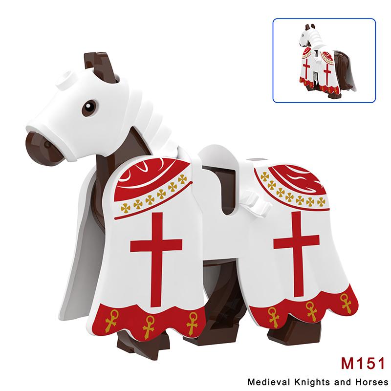 

MOC Середньовічні військові набори Фігурки кавалерії Бойовий кінь Тварини Будівельні блоки Деталі Аксесуари лицарів Іграшки для дітей подарунки