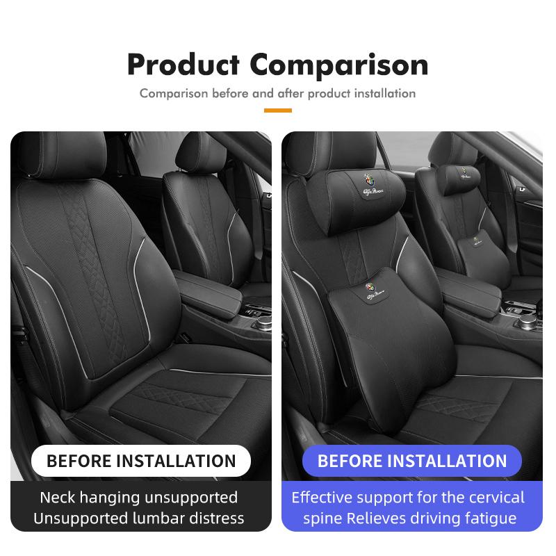 AAACO1 Car Headrest Lumbar Support Pad Seat Back Pillow Auto Interior Accessories For Alfa Romeo 159 Giulietta Giulia 147 Mito 156 159