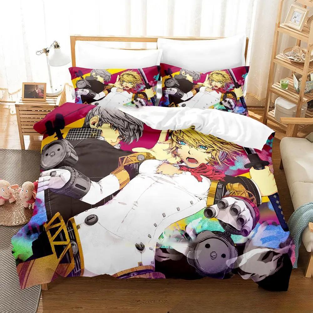 3D Print Anime Game P4 Persona 4 Bedding Set,Duvet Cover Bed Set Quilt Cover Pillowcase,King Queen Twin Size Boys Girls Adults
