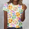 2025 Women's Street Fashion T-shirt Easter Series 3D Printed Short Sleeve Versatile Loose Casual Round Neck Top Women's Wear