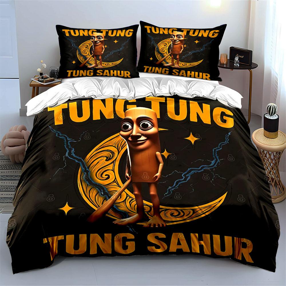 Funny Moonlight Cartoon Decor Set Soft Comfortable Duvet Cover Bedding Set Included 1*Duvet Cover & 2*Pillowcases, Gift