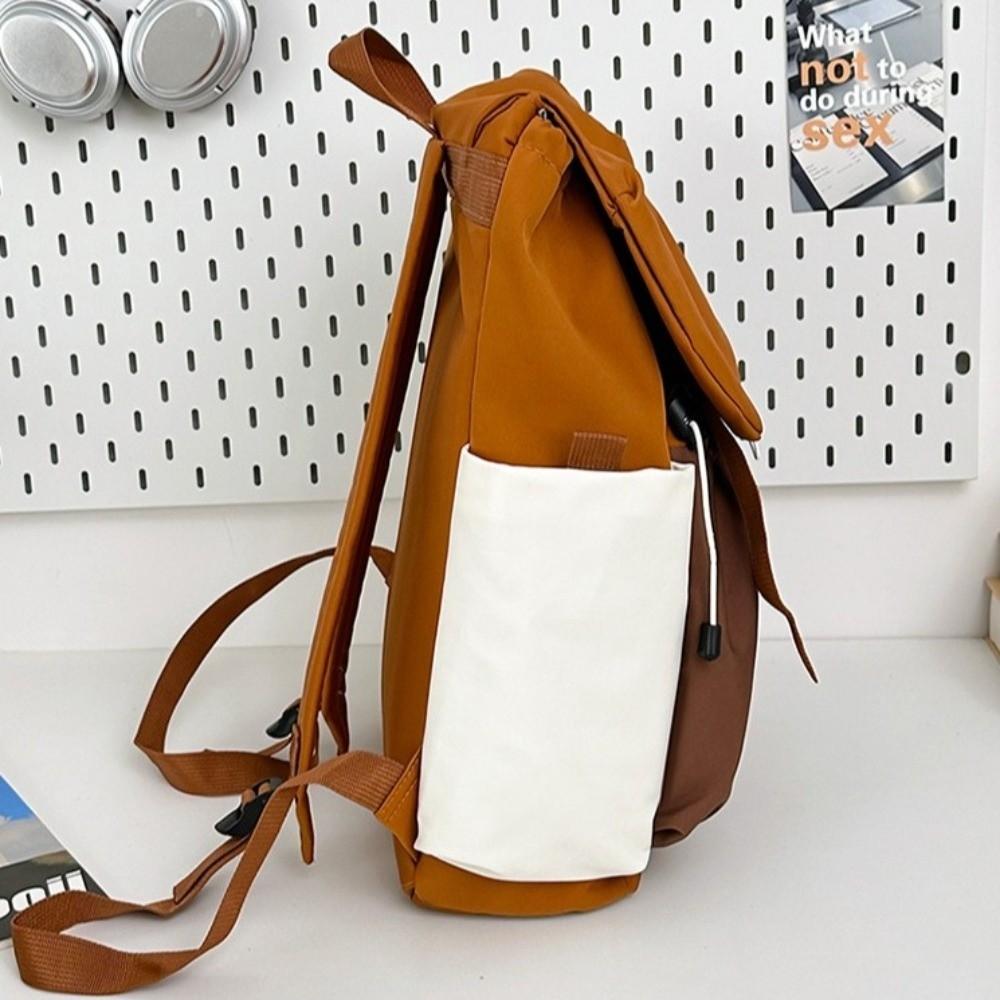 Fashion Nylon Outdoor Backpack Color-blocked Lightweight Travel Rucksack Large Capacity Students Schoolbag