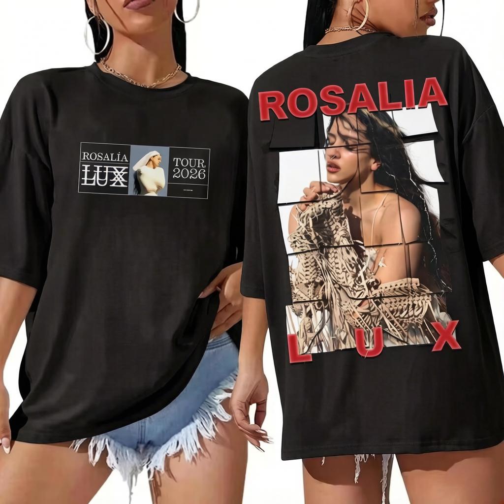 Rosalia Lux Tour 2026 T-shirt Vintage Graphic Print Cotton Tee Rosalia T-shirt Retro Fan Gift for Women and Unisex Fashion Tee Tops M