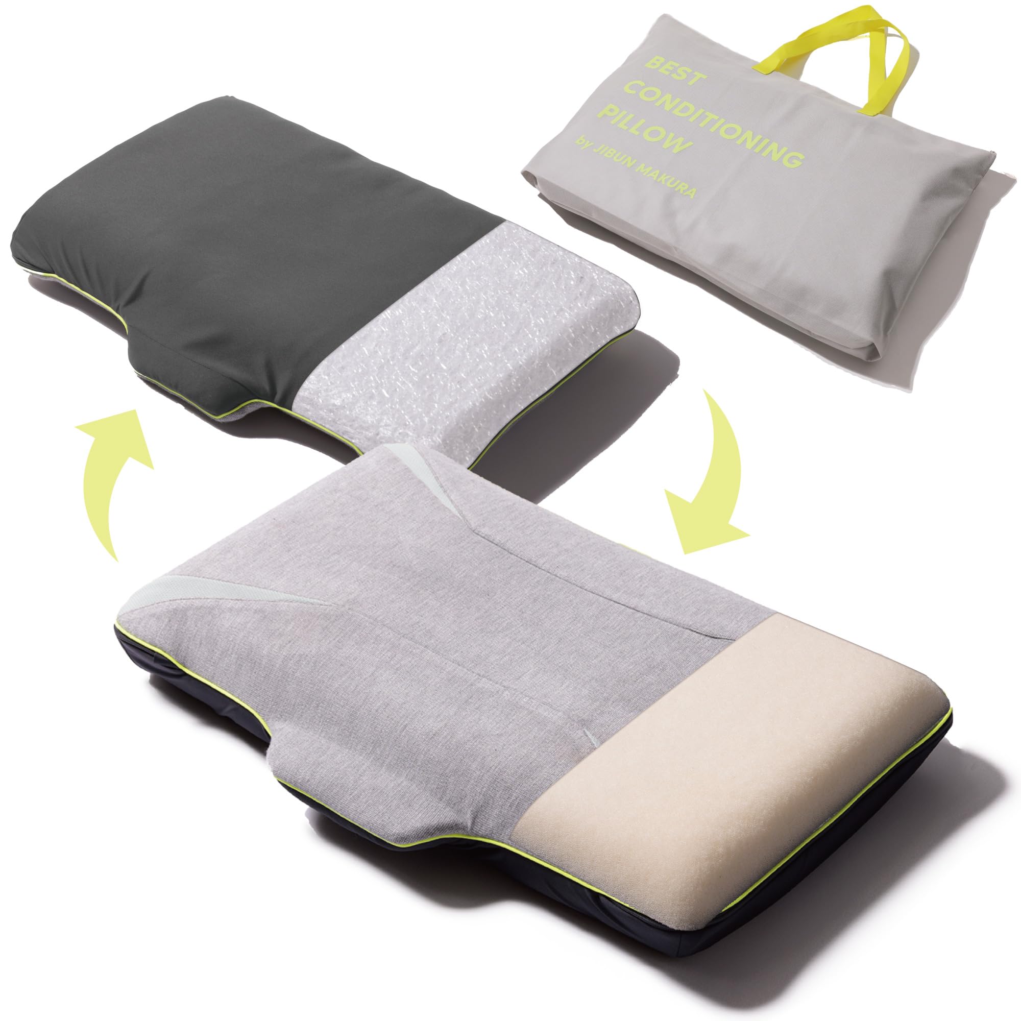 

(Jibunmakura) Best Conditioning Pillow, Reversible (New Sensation Silicone Foam) x (3D Core Fiber) Two Textures, Two Enjoyments, Best Conditioning,