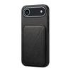 For iPhone 17 Air Case Card Holder Kickstand Calf Textured Leather+PC+TPU Phone Cover