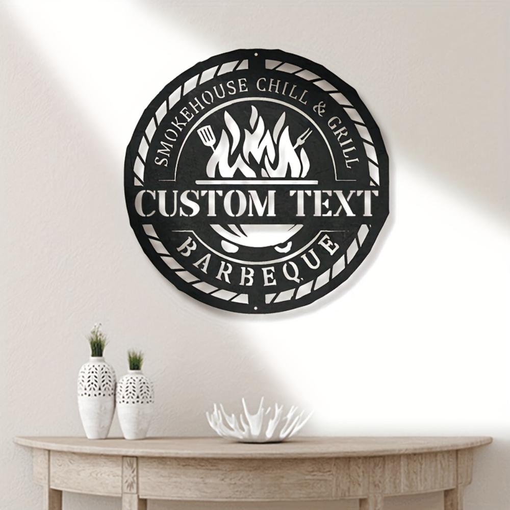 Unique Handmade Custom Iron Barbecue Smokehouse Grill Sign Outdoor Patio Kitchen Decor
