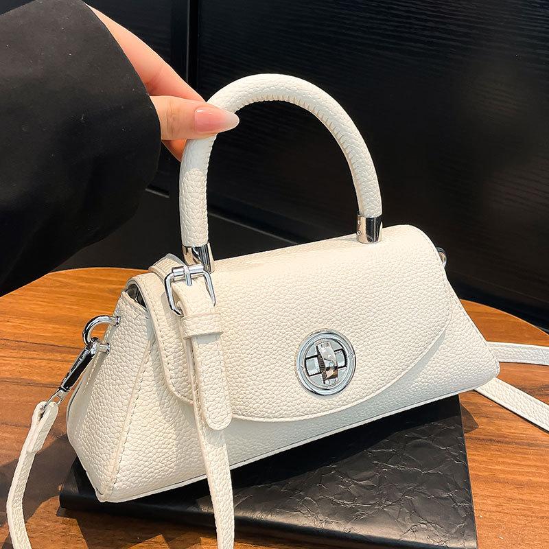 Popular Simple Temperament High-end Lychee Pattern Trapezoidal Portable Small Square Bag Casual Versatile Foreign Style Messenger Bag