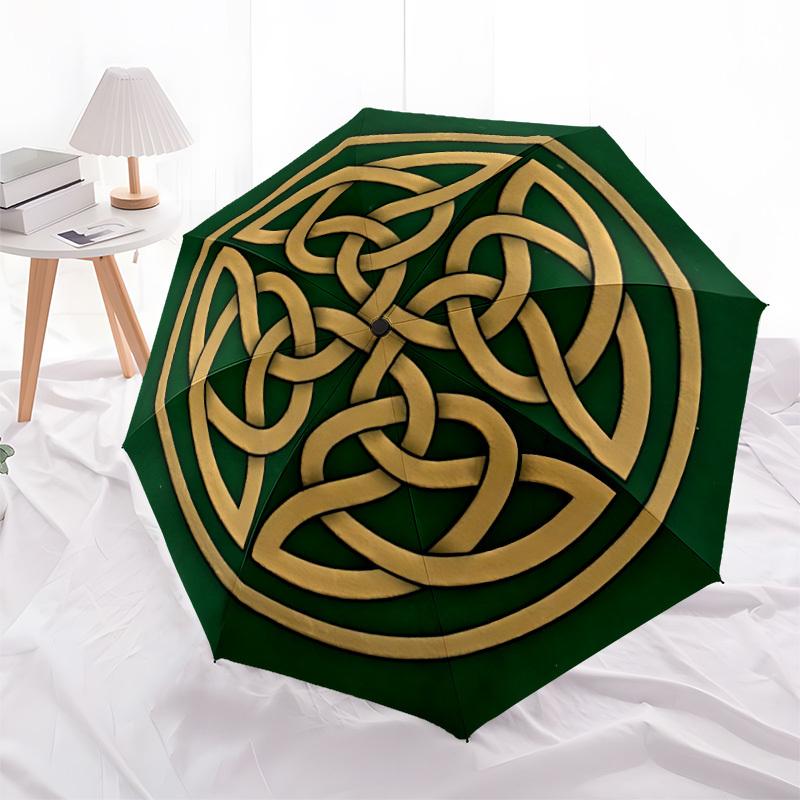 1pc Celtic Knot Automatic Open/Close Umbrella, Portable Folding Umbrella for Travel, Themed Events, It is suitable as a gift for various festivals, Ou