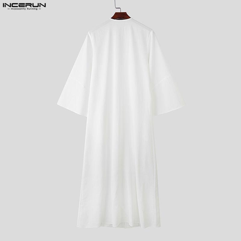 INCERUN Men Long Sleeve Open Front Tassel Rivet Patchwork Long Cardigan Tops