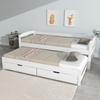 [29596364WAA] Cama de Dia, Cama de Solteiro e Casal, Cama Auxiliar com Rodízios por Baixo, com 2 Gavetas de MDF, Estrutura de Madeira Maciça, Branco (200x90cm/190x90cm)