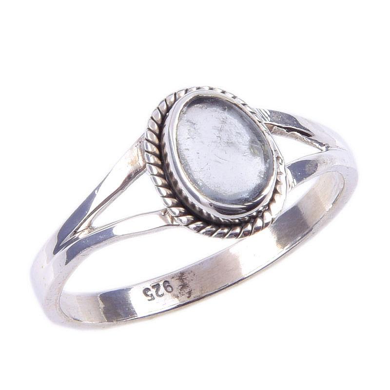 Natural Aquamarine Gemstone Handmade 925 Solid Sterling Silver Ring Size 9 r5G97