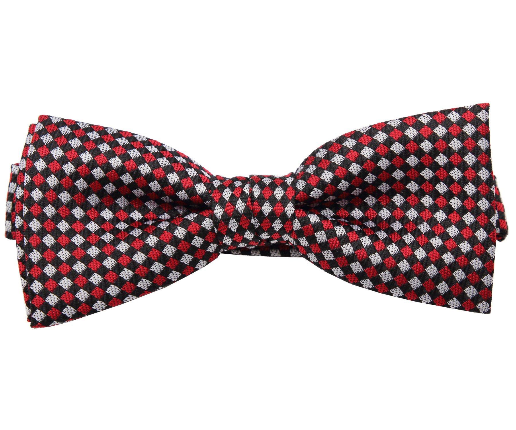 8 (eight) Striped Bow Tie, Polka Dot Pattern, J - Red x Black x Gray Diamond