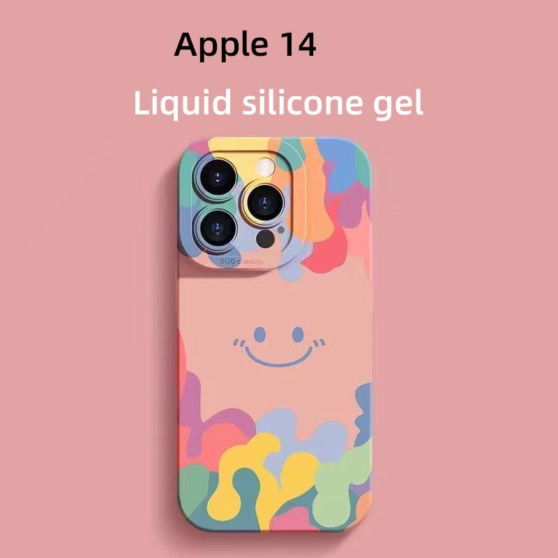 Kolorowa uśmiechnięta twarz odpowiednia dla Apple 15/14/13 minimalistyczne etui na iPhone 12pro odporne na upadki 7/8P