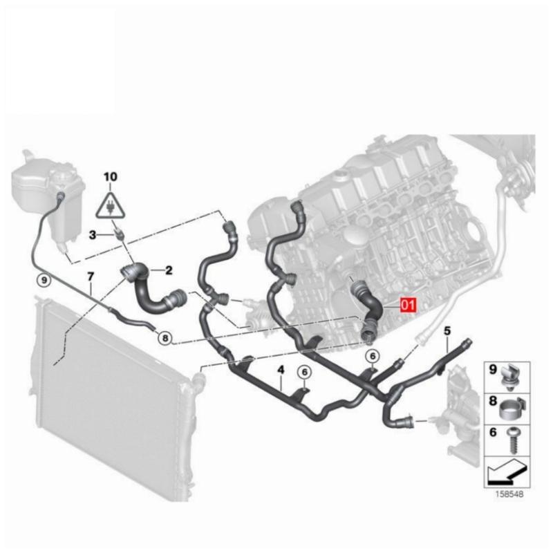 Upper Radiator Cooling Water Hose Inlet Pipe For E88 E82 E89 E91 E92 E93 125i 130i 17127531579 Water Tank Radiator Tube