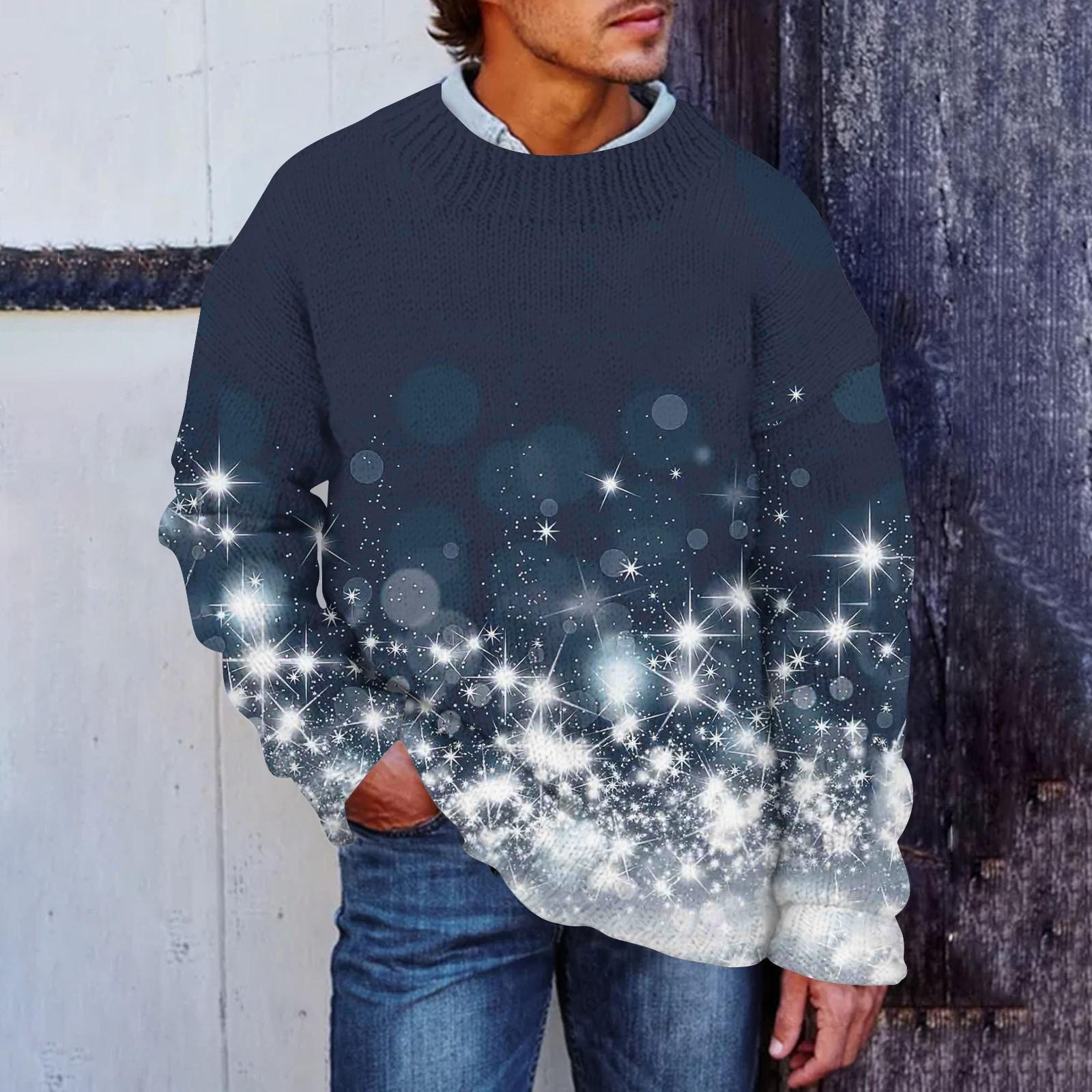 

Мужской принтованный искусственный свитер, толстовка с круглым вырезом, свободный топ с длинными рукавами XXXL