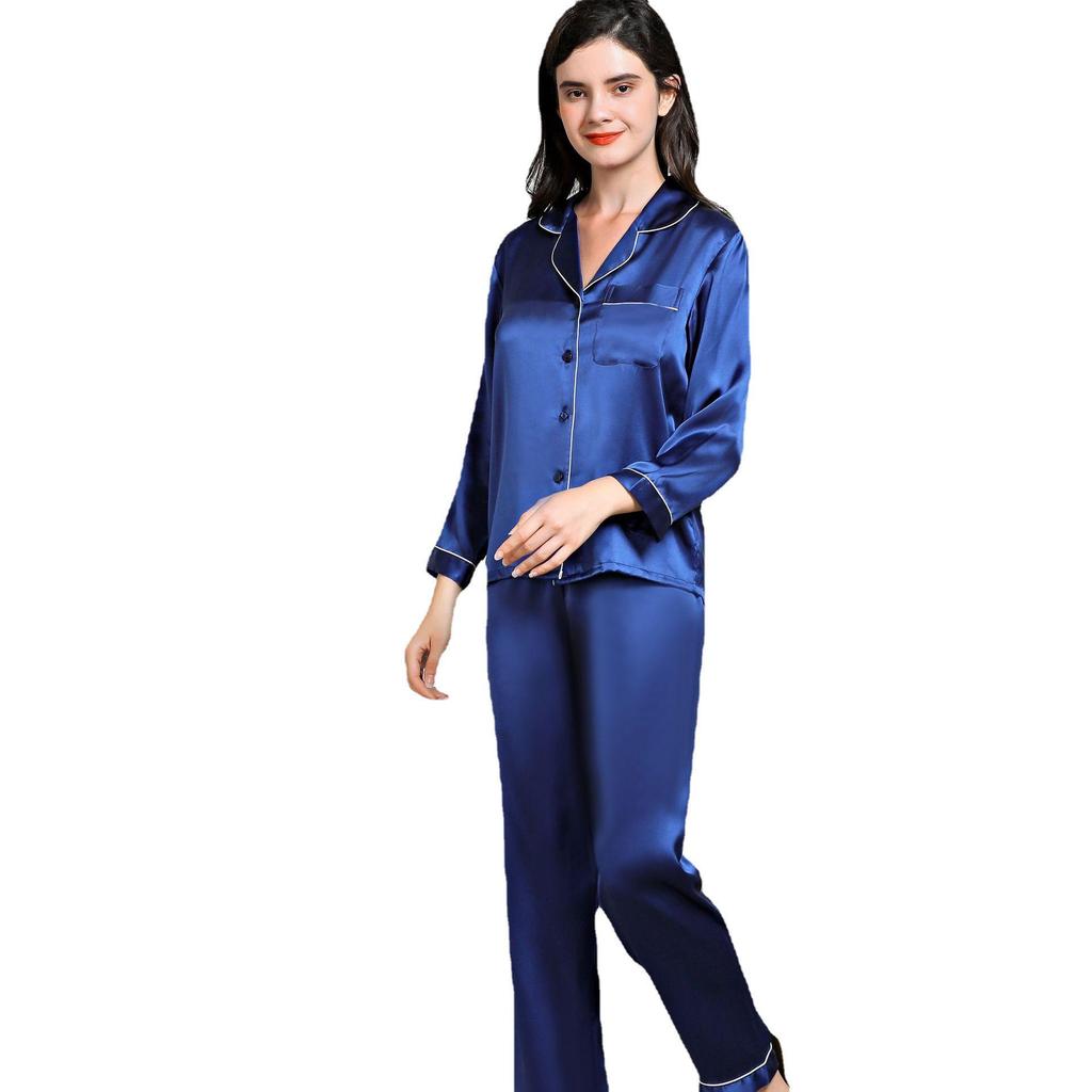 Women's Long Sleeve Silk Pajama Set - 100% Mulberry, Versatile for Spring/Summer, Indoor/Outdoor Wear