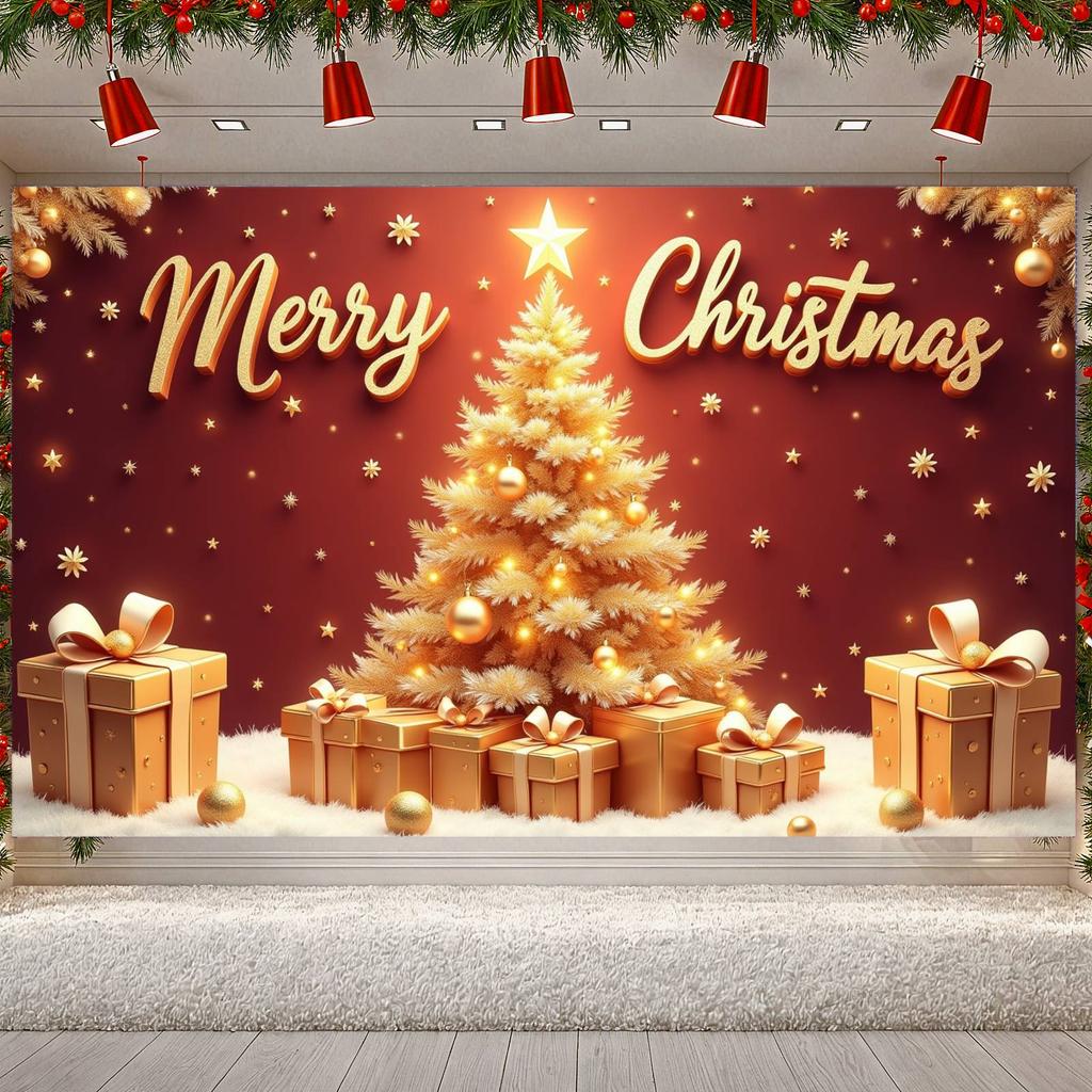 Christmas Banner Red Background Christmas Party Banner Xmas Banner Xmas For Holiday Celebration Xmas Event Christmas Party