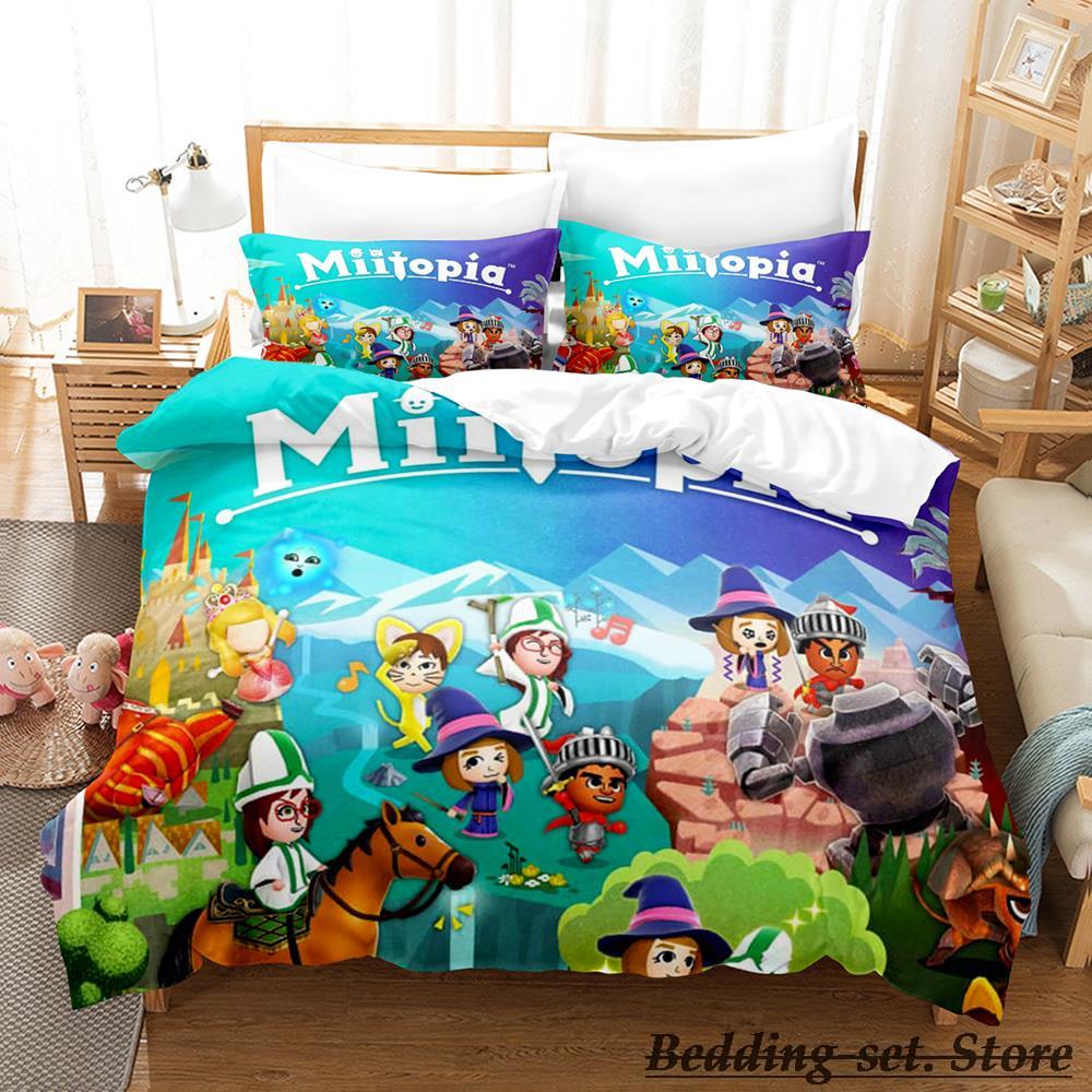 

Game Miitopia Bedding Set Single Twin Full Queen King Size Bed Set Adult Kid Bedroom Duvetcover Sets Anime Parure De Lit Bed EU single(135x200cm)