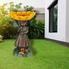Resin Statue Sturdy Waterproof Yellow Sunflower Decor Eco-friendly Bird Bath Figurine Lawn