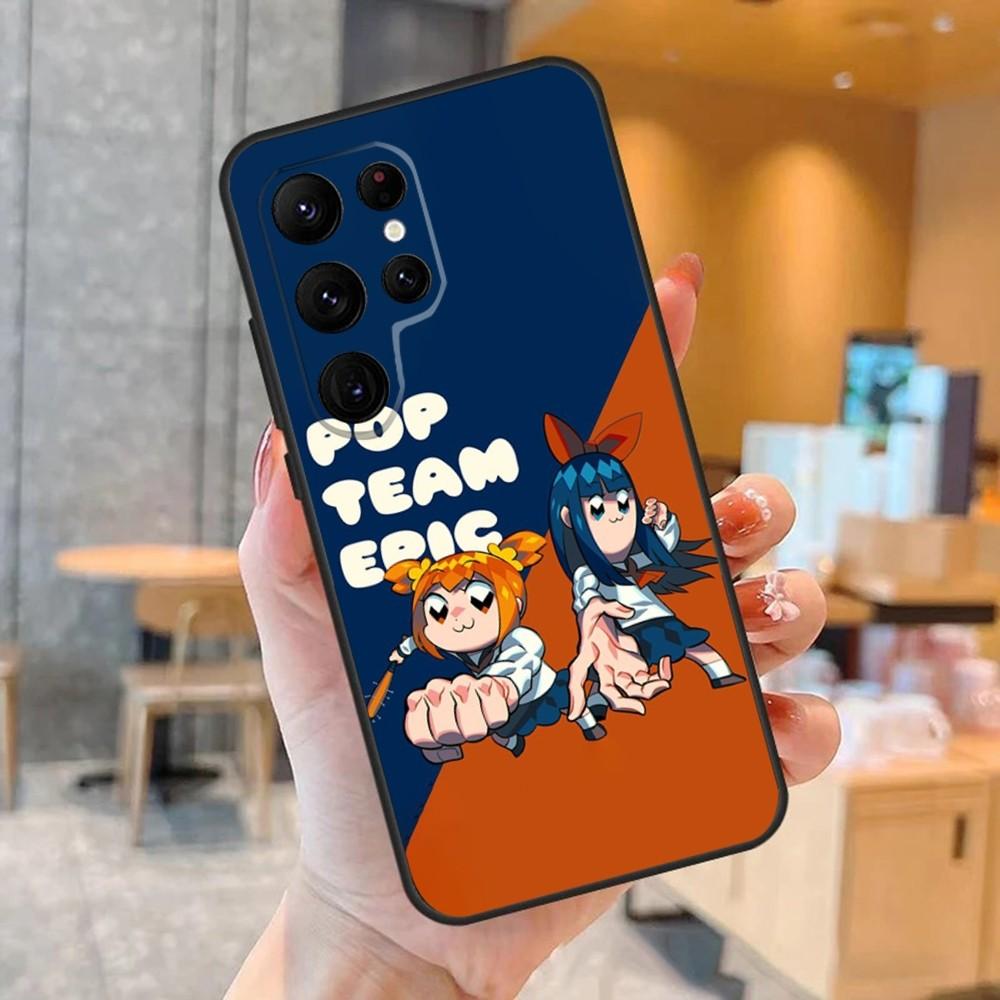 Cartoon POP TEAM EPIC Phone Case For SamsungS24,S23,S22,S21,Ultra Pro S10,S30Plus,S9,20lite Black Cover