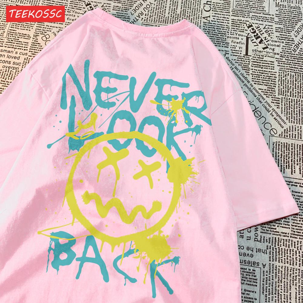 Never Look Back Printing T Shirts Machine Washable Cool Tees For Women Casual Sporty Tops Comfortable Cartoon Short Sleeve