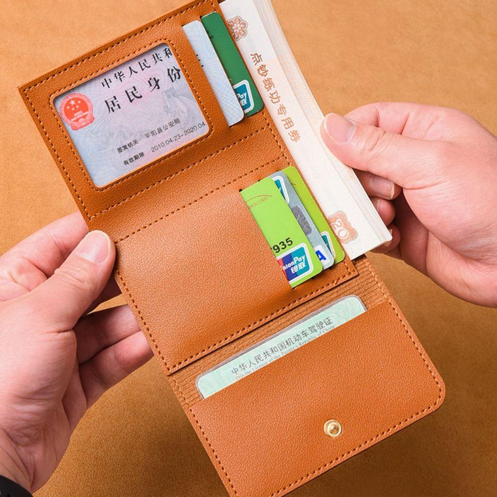 Multi-card Slot Solid Color Portable Leather Card Case Universal Bank Card Credit Card ID Bus Card Holder Travel Card Organizer