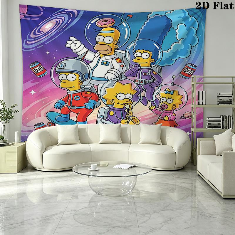 The Simpsons Wall Tapestry Aesthetic Wall Hanging Printed Fabric Blanket Decorative Tapestries for Bedroom Living Room Home Decor