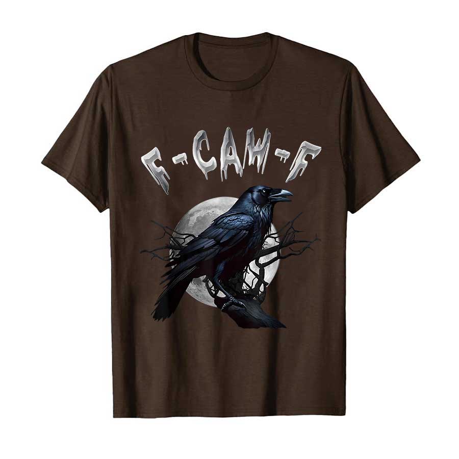 

F Caw F Black Crow, F-Caw-F Funny Black Bird Saying Meme T-shirt Men Women 100% Cotton T Shirts Short Sleeve Tops 0718-2 4XL