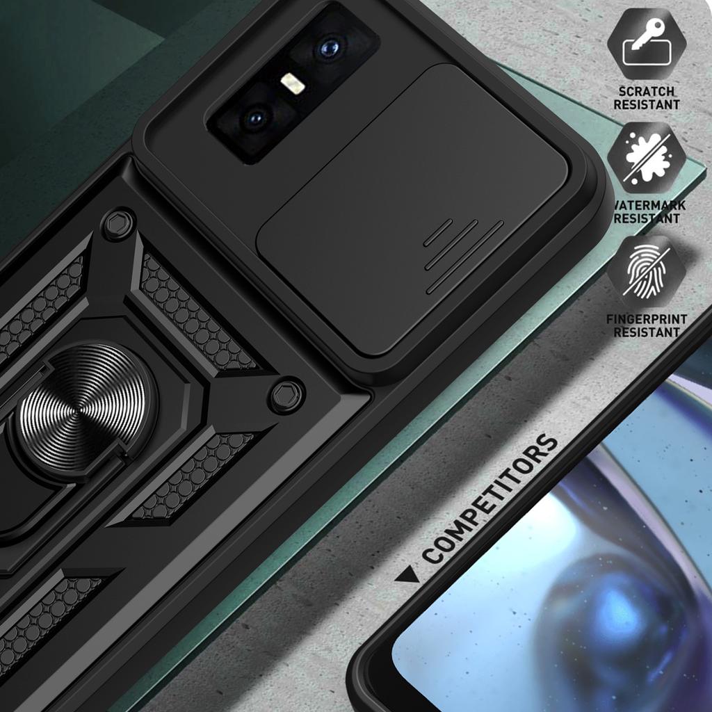 For Infinix GT 30 Pro 5G Case with Slide Camera Lid PC + TPU Kickstand Phone Cover