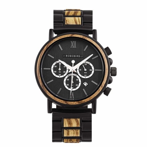 BOBO BIRD 2021 New Men's Wooden Analog Quartz Watch with Gift Box (Black)