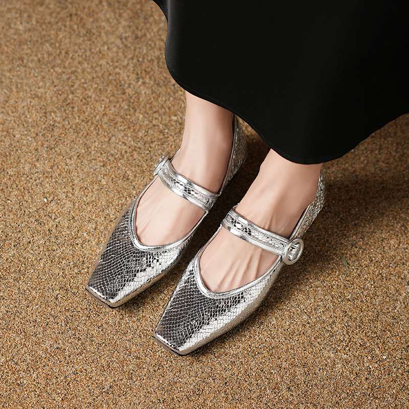 Krazing Pot Sheep Skin Summer Spring Autumn Low Heels Women Square Toe Mary Janes Shallow Pumps