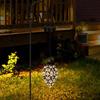 3PCS Solar Metal Olive Ball Water Drop Pendant Light Waterproof LED Outdoor Garden Landscape Lamp for Patio Yard Pathway Party Decor