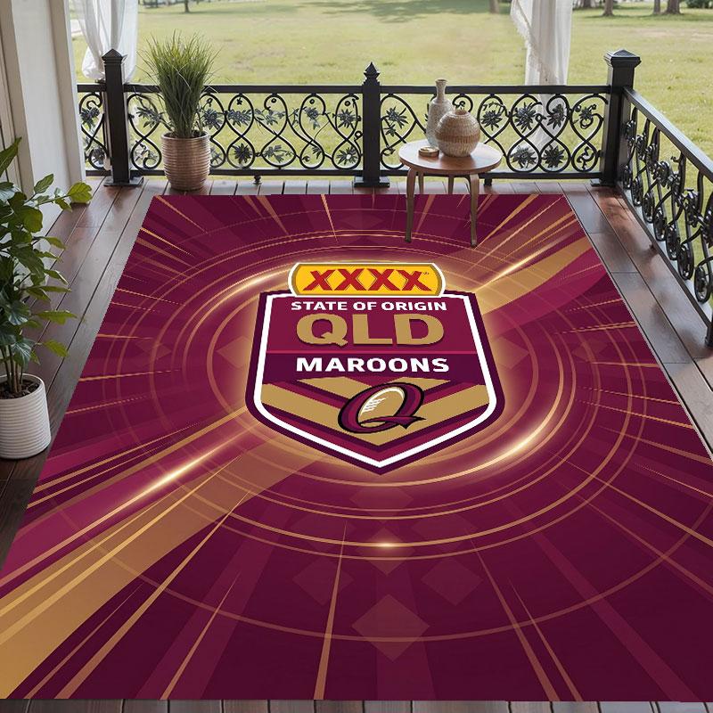 Soft Floor Carpet Queensland Maroons Pattern Area Rug Decorative Mat For Home Room Decoration