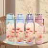 1PC Soft Pink White Cloud Flower Print 750ml Color Plastic Sports Water Bottle Leakproof Flip Straw Lid Suitable for Sports Office Home Use