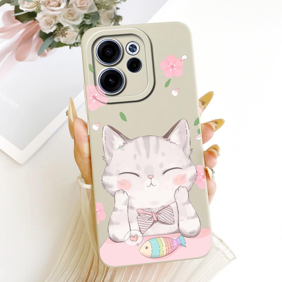 For OPPO Reno15 F 15FS 5G CPH2801 Cute Cat Flower Cartoon Phone Case For Oppo Reno15F 15 FS 15F 5G Soft Silicone Covers Bumpers