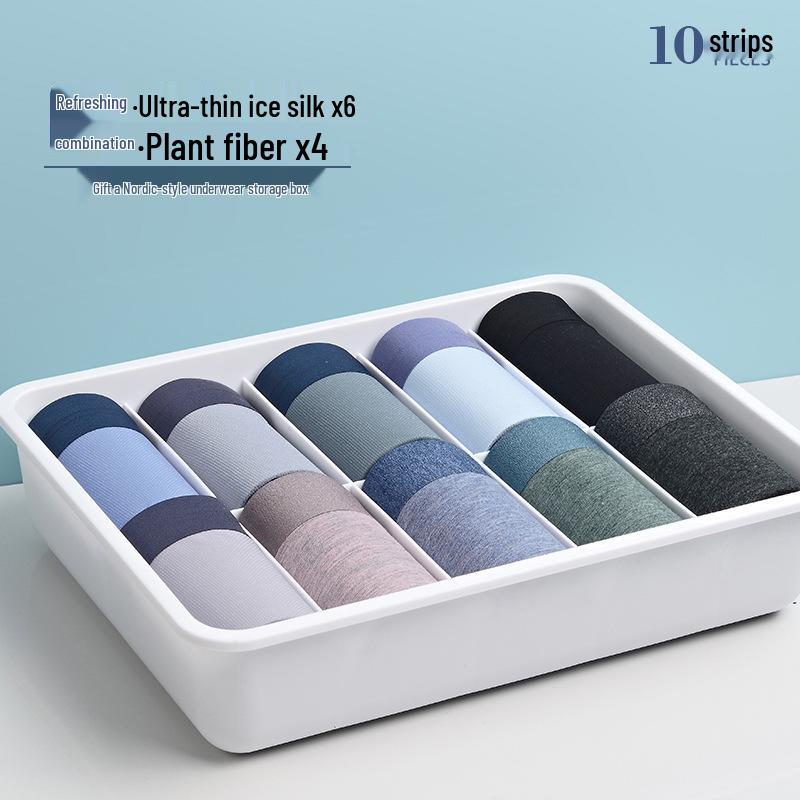 10-Pack Men s Ice Silk Modal Cotton Antibacterial Seamless Boxer Briefs L