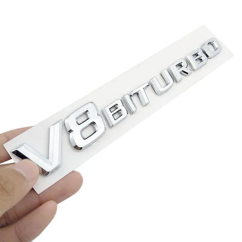 3D ABS Car Sticker V12 V8 BITURBO Logo Emblem Badge Rear Side Car-styling Sticker for Benz AMG BMW VW Mazda Chevrolet Skoda