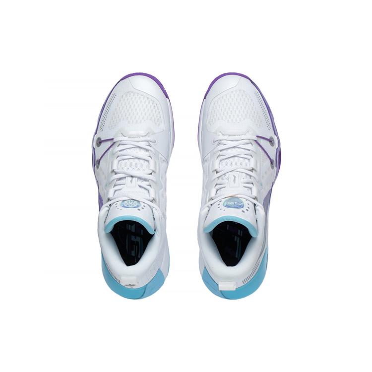 Li Ning Liren 2 Low Basketballschuhe Herren Low-Top Standard Weiß/Blau/Lila ABAS039-11