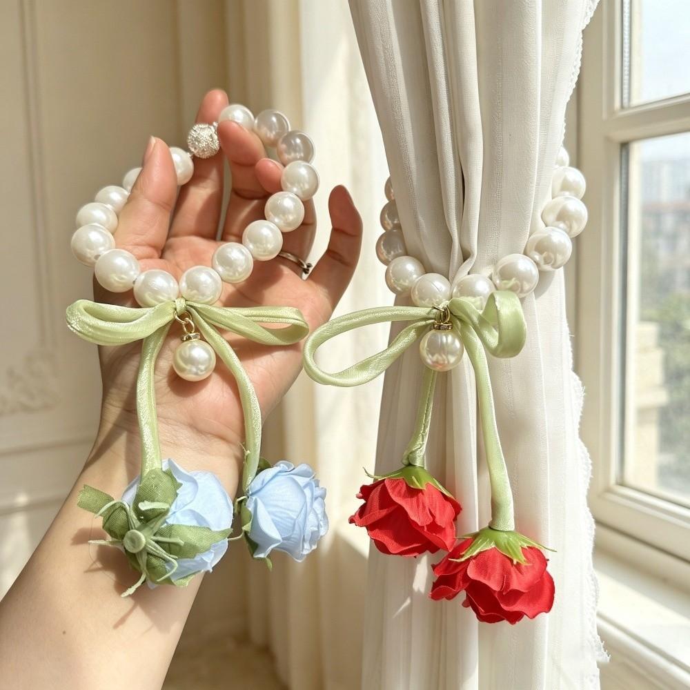 2PCS Decorative Rose Curtain Straps Portable Curtain Binding Curtain Buckle Living Room