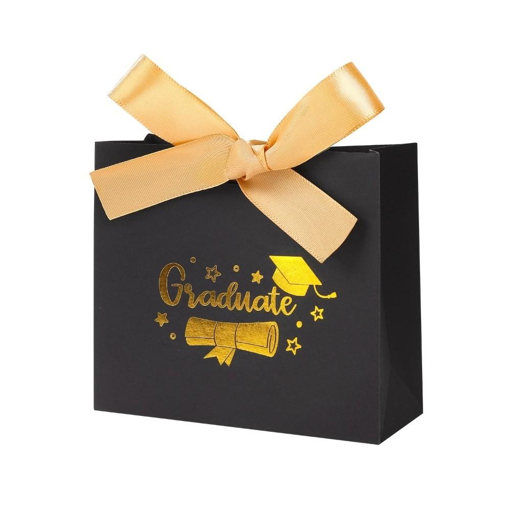 10Pcs Gilded Pattern Graduation Candy Box Black Graduation Gift Box  Party Supplies
