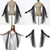 Luvas Longas de Tule Vitorianas Femininas Góticas Preto/Branco Chiffon Mangas Removíveis Vampiros Bruxa Fantasia Cosplay Presentes