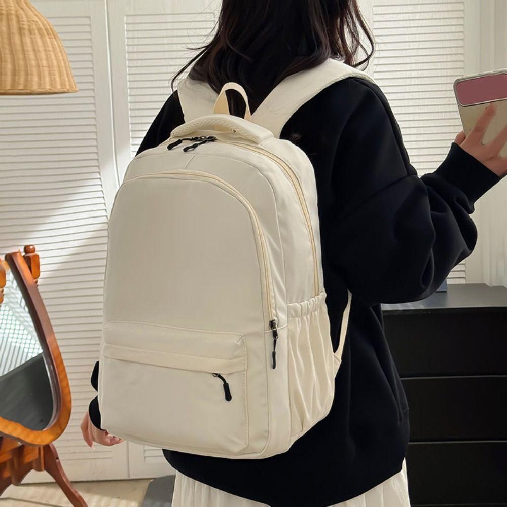 Solid Color Students School Bag Nylon Teenagers Shoulder Bag Fashion Preppy Style Backpack  School