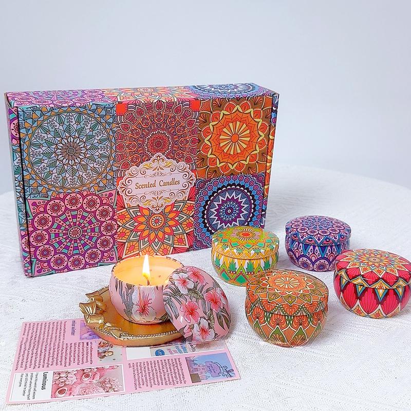 Candle Set Soy Wax Essential Oil Dried Floral Scented Candle Gift Set Wedding Birthday Gift Home Decoration Air Purification