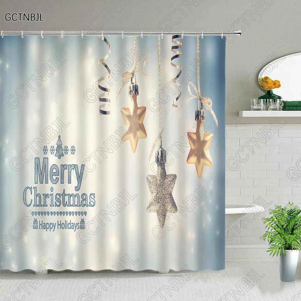 Sněhulák Míč z provazu Sprchový závěs Zimní scenérie Vánoční téma Domácí koupelnová dekorace Sada koupelnových doplňků Koupelnový závěs