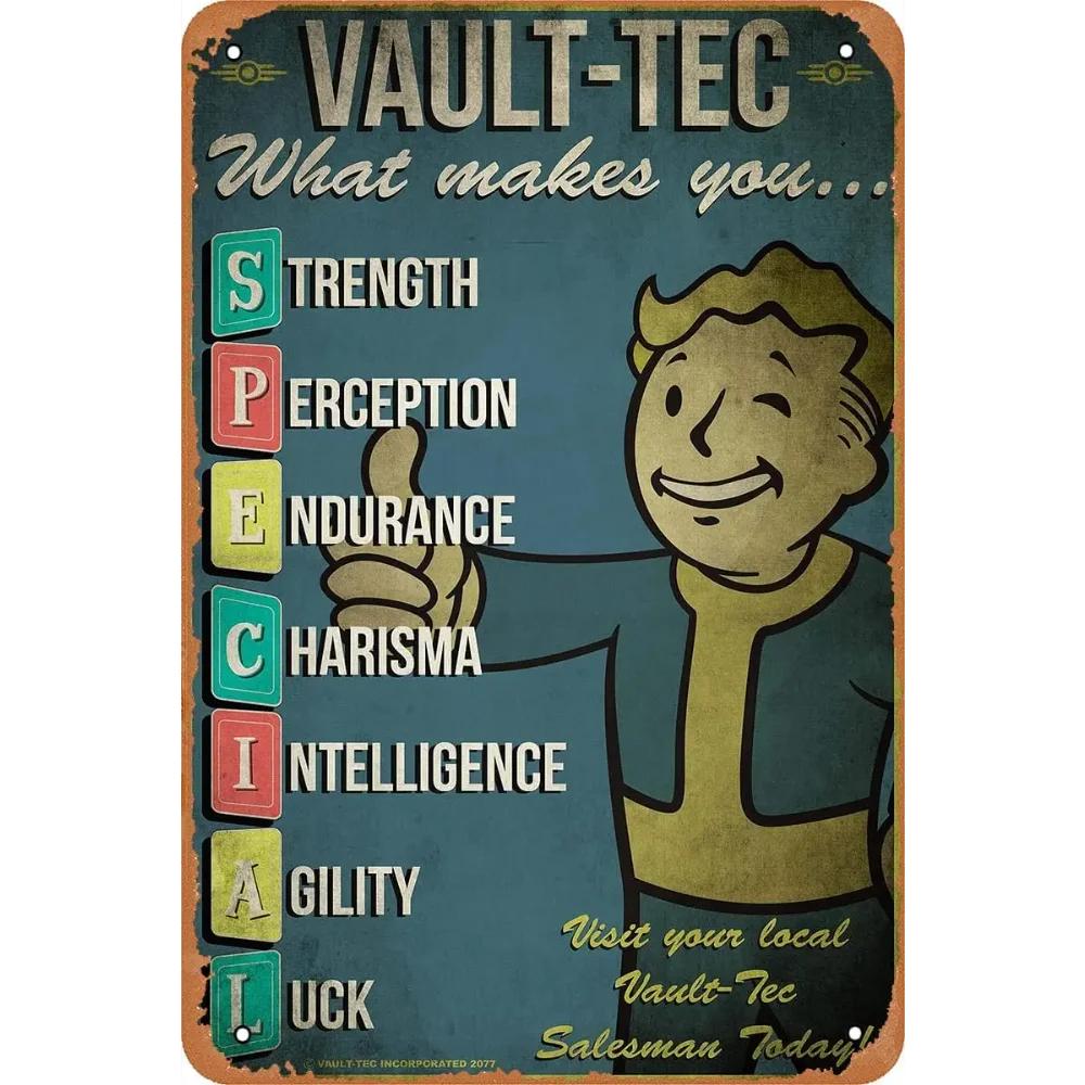 

RetroGameDecor V-Vault Tec Metal Poster - Vintage Look Tin Sign with Retro Gaming Console Art, Exclusive Wall Decor 20x30cm（7.8x11.8inch）