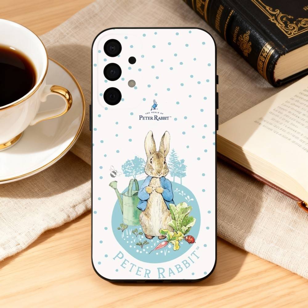 Cute Role P-Peter R-Rabbit Phone Case For Samsung Galaxy A73,A72,A71,A70,A53,A52,A51,Soft Silicone Black Cover