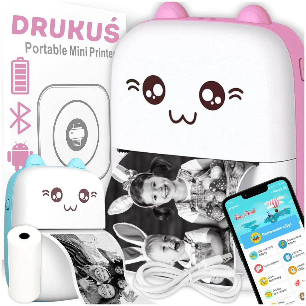 Thermal printer mini labels photos notes multifunction kitty print