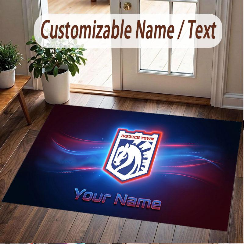 Custom Rug Ipswich Town Pattern Print Name Text Soft Non‑Slip Floor Carpet for Home Indoor Decoration