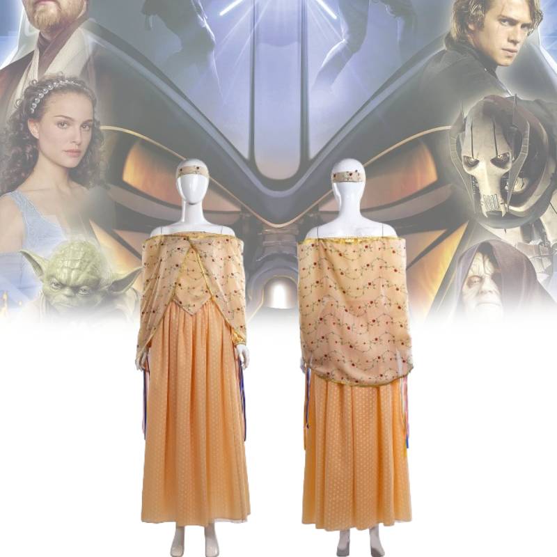 Star Padme Wars Amidala Cosplay Set Fashion Simple Dress Polyester Clothing Gift